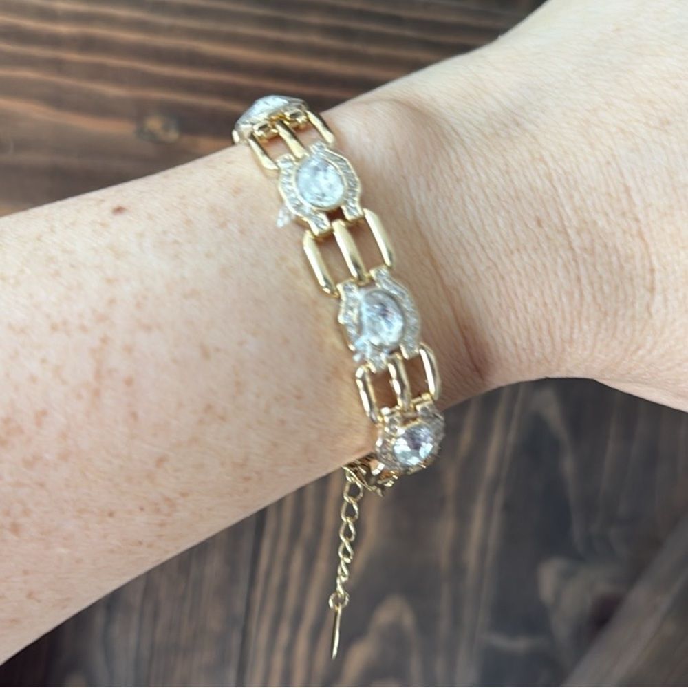 14K Gold Plated Elegant Crystal Zirconia Women's Bracelet